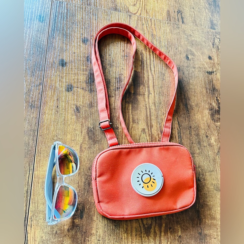 Orange Crossbody Bag with Sun Design